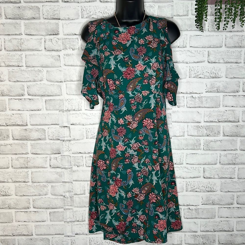 Xhilaration Green Floral Sundress, Size Xl With Gold Ziper